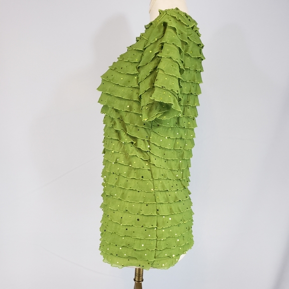 Cato green ruffled top with sequins size Small - Picture 5 of 7